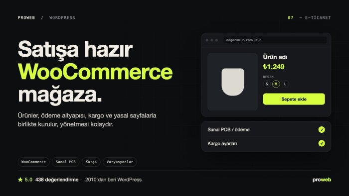 WooCommerce ile satışa hazır e-ticaret sitenizi kurarım