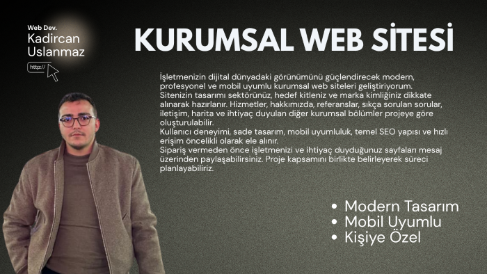 işletmenize profesyonel kurumsal web sitesi hazırlarım