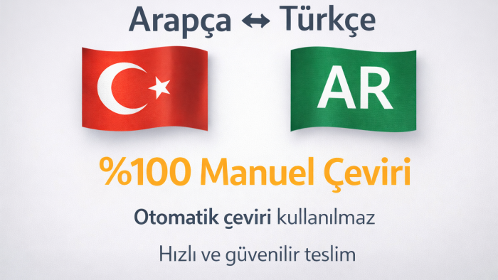 Arapça–Türkçe metinleri %100 manuel ve doğru çeviririm