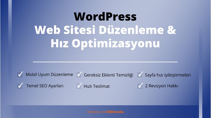 WordPress web sitesi düzenleme & hız optimizasyonu yaparım