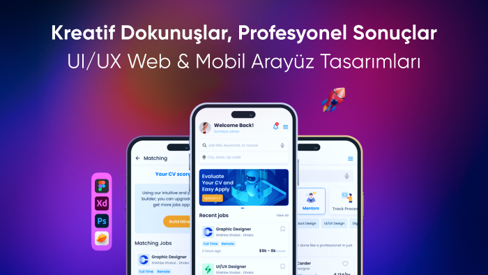 Web ve Mobil uygulamalar için arayüz tasarımları yapabilirim