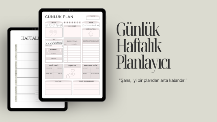 günlük, haftalık ve aylık planlayıcılar hazırlayabilirim