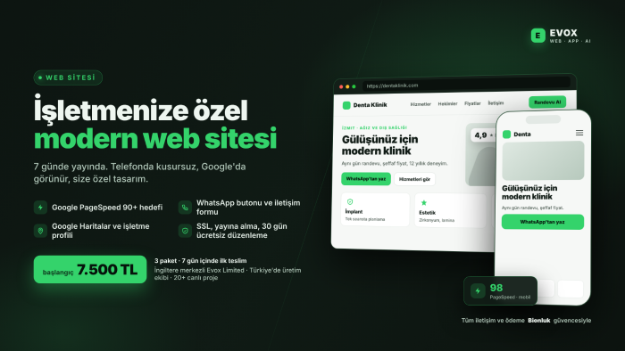 işletmeniz için modern ve mobil uyumlu web sitesi tasarlarım