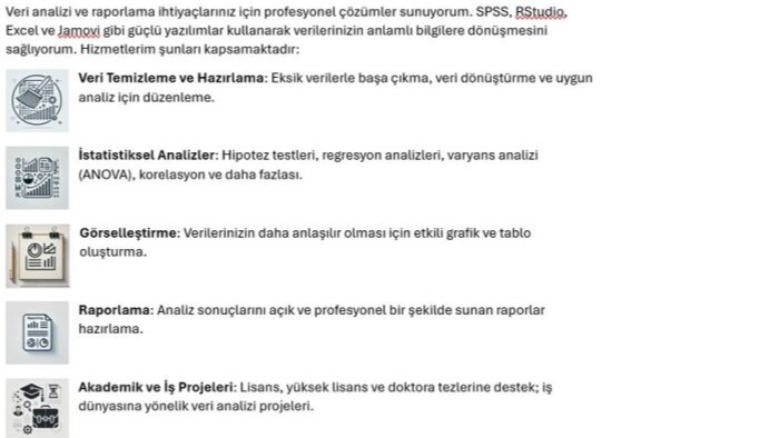 veri analizi/raporlama için profesyonel çözümler sunuyorum