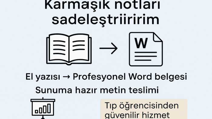 karmaşık notları sadeleştirip profesyonel metin yazarım