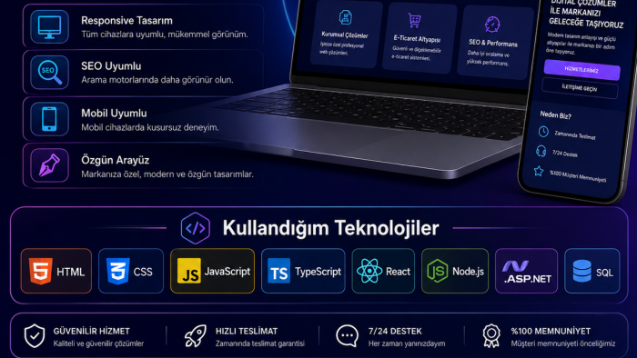  modern ve mobil uyumlu web sitesi tasarlarım