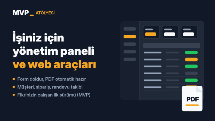 işiniz için yönetim paneli ve web tabanlı araç geliştiririm