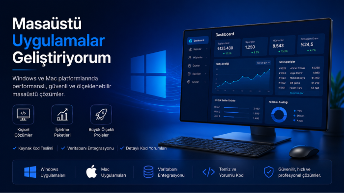 Windows ve Mac için özel masaüstü uygulama geliştiririm