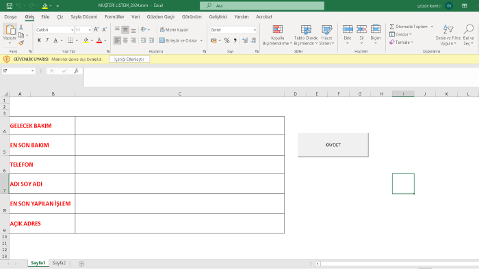 Excel Sihirbazı: Tablo, Makro, Otomasyon yapabilirim