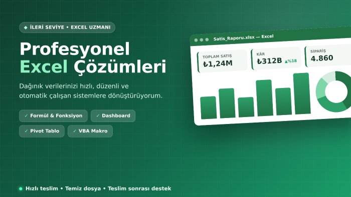 her türlü excel işini profesyonelce yapabilirim
