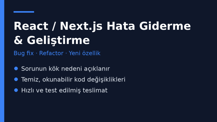 React ve Next.js projenizdeki hataları çözerim