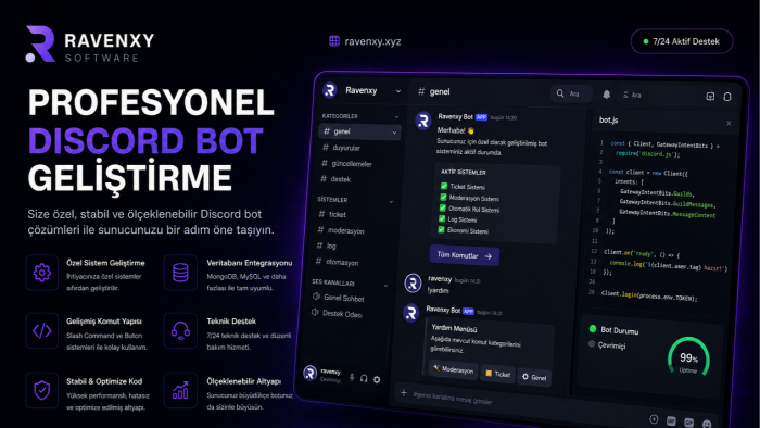 sunucunuza özel gelişmiş Discord botu geliştiririm
