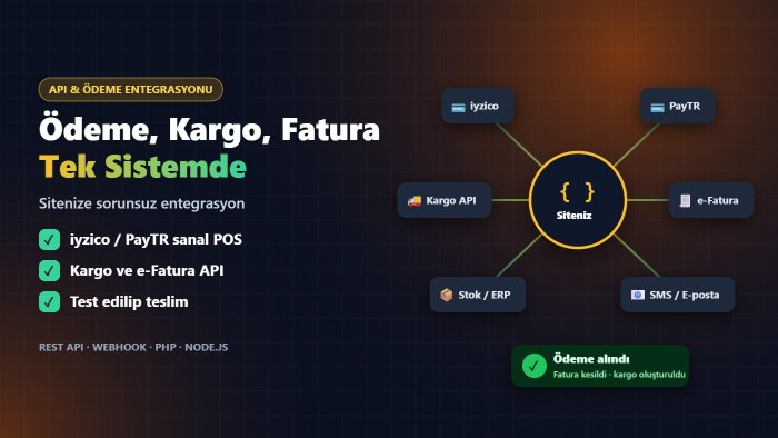 sitenize iyzico, PayTR, kargo ve fatura entegrasyonu yaparım