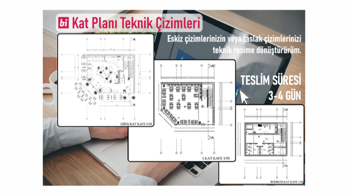 mimari eskiz çizimlerinizi teknik resme çevirebilirim