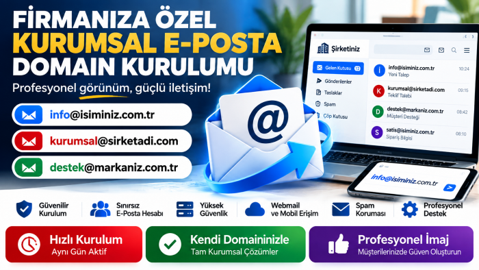 size veya şirketinize özel kurumsal mail hizmeti sağlarım