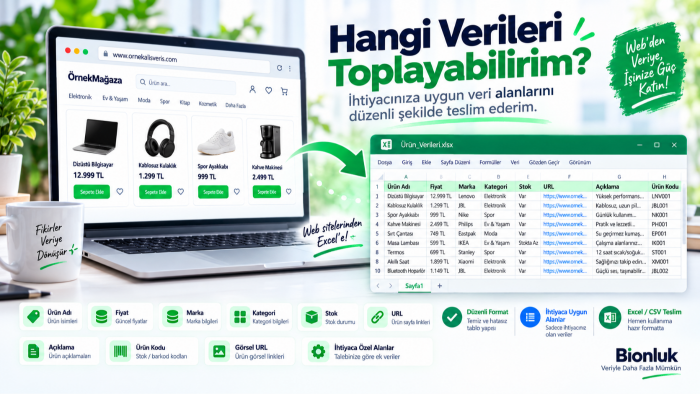 web scraping ile veri toplayıp Excel'e aktarırım