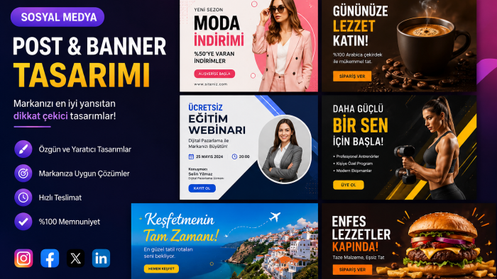 sosyal medya hesaplarınız için post ve banner yaparım