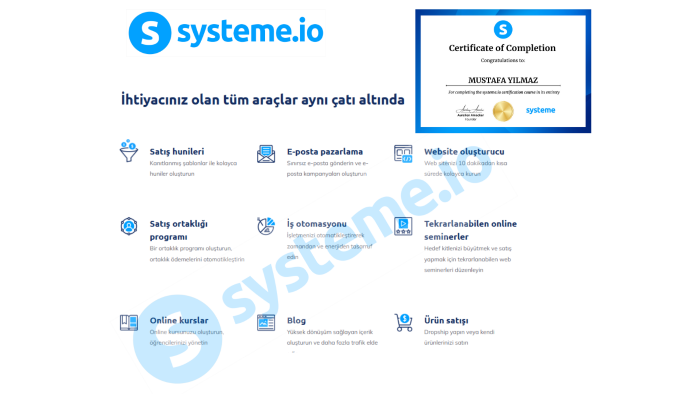 systeme.io uzmanıyım, funnel sisteminizi kurarım