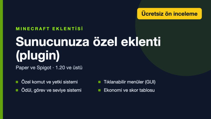 Minecraft sunucunuza özel eklenti (plugin) yazarım