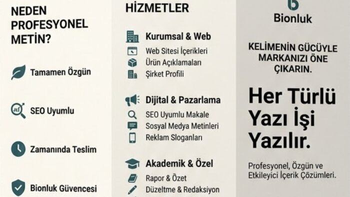 Makale yazarım, öğretici metinler ve sloganlar yazarım