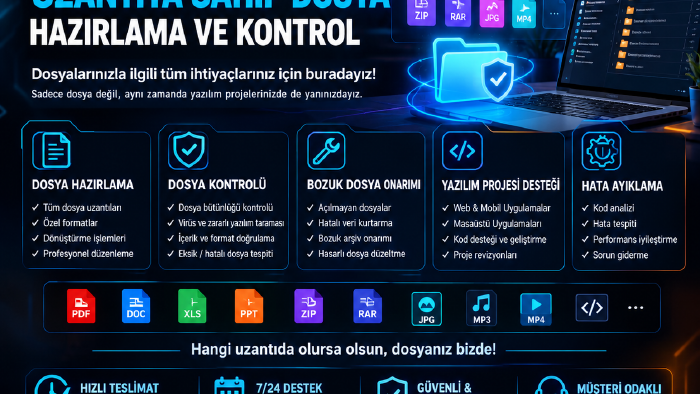 dosya hazırlama ve yazılım projelerine destek yaparım
