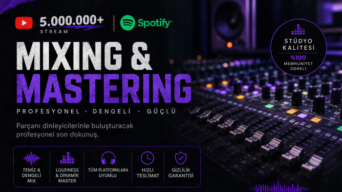 projeleriniz için editing, mix ve mastering yaparım