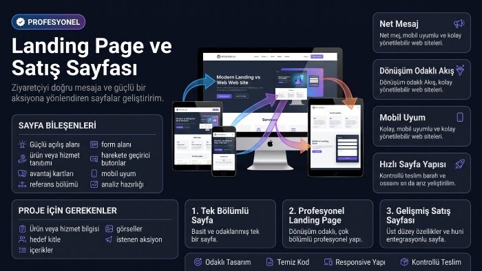 landing page ve satış sayfası geliştiririm