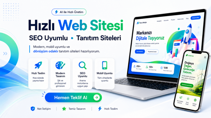 AI Destekli, Hızlı ve SEO Uyumlu Web Sitesi Hazırlarım