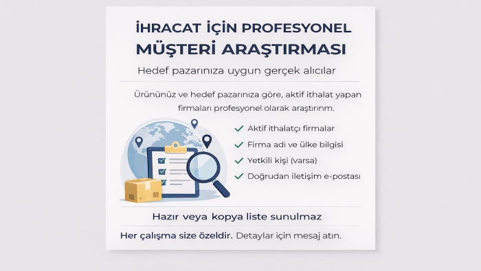 Profesyonel ve Gerçek İhracat Müşterileri Bulurum