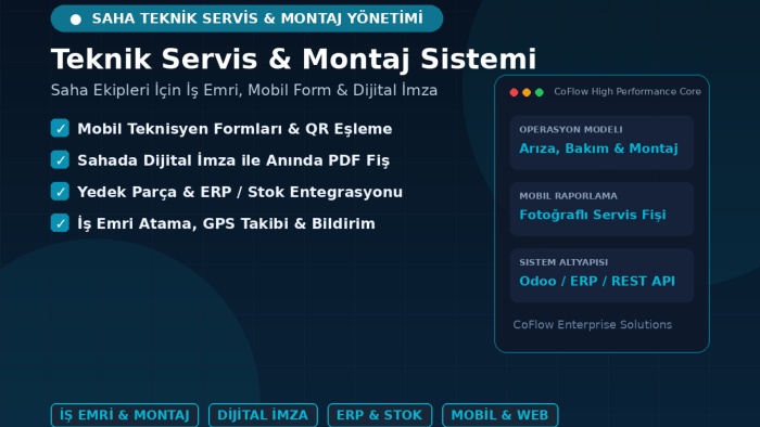 teknik servis ve montaj yönetim sistemi kurabilirim