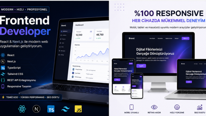 React ve Next.js ile profesyonel web arayüzleri geliştiririm