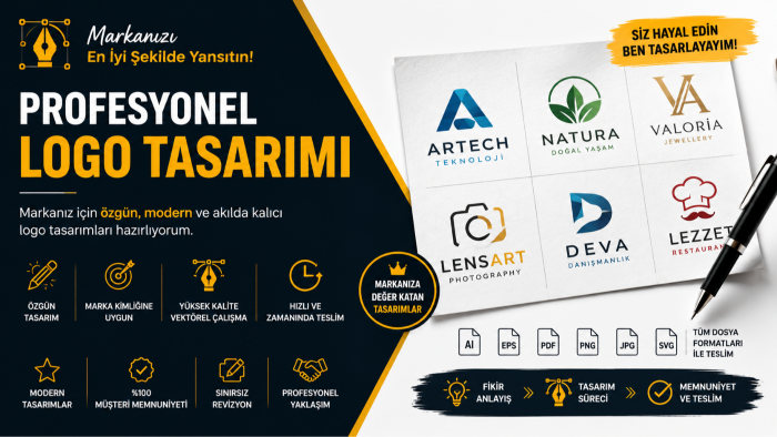 markanız için modern ve profesyonel logo tasarımı yaparım