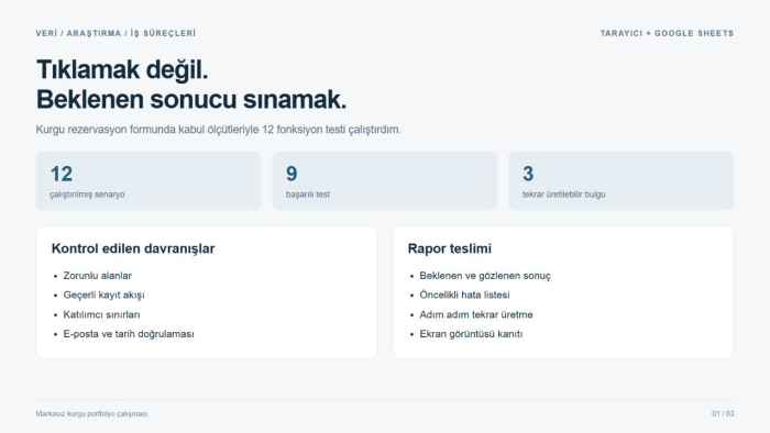 web sitenizin işlevlerini test edip hata raporu sunayım