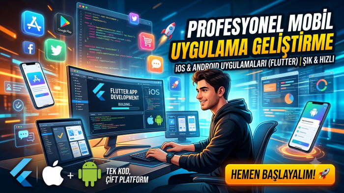 Flutter ile Android ve iOS mobil uygulama geliştiririm
