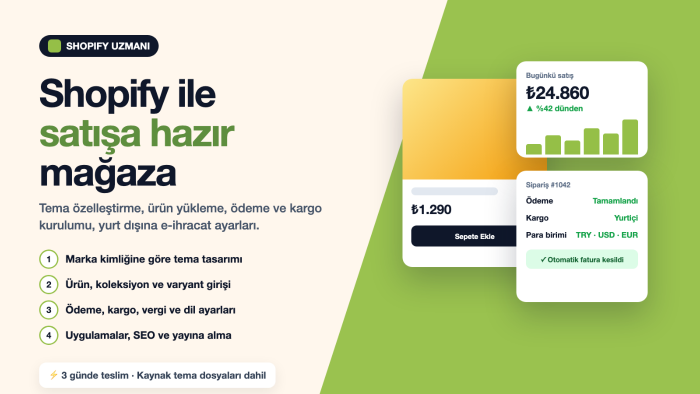 Shopify ile satışa hazır e-ticaret mağazanızı kurabilirim
