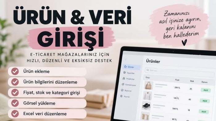 mağazanıza ürün ve veri girişi yapıyorum