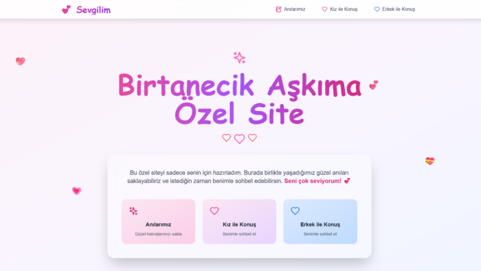 sevgiliniz ve size özel bir internet sitesi oluşturabilirim