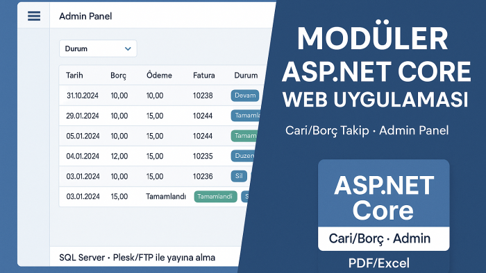 mali ihtiyaçlarınıza uygun web uygulaması yapabilirim