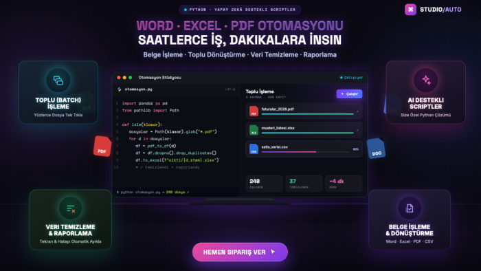 phyton ile profesyonel veri otomasyonu yaparım