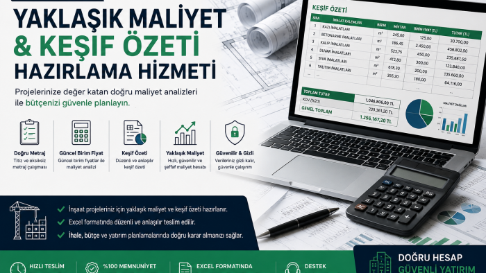 yaklaşık maliyet ve keşif özeti hazırlarım