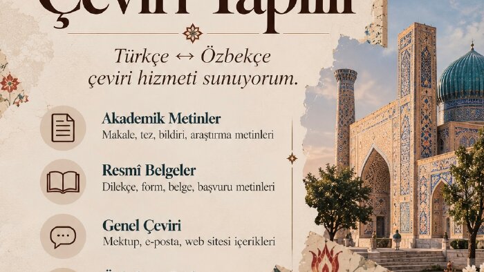 Özbekçe metinlerinizi çevirebilirim