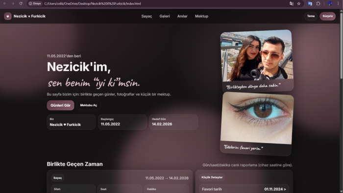 doğum günü ve sevgililer günü web siteleri tasarlarım