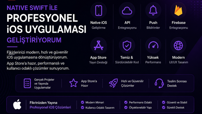 Swift ile native iOS uygulaması geliştiririm