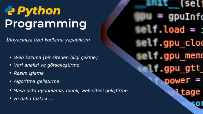 python ile ihtiyacınıza özel kodlama yaparım