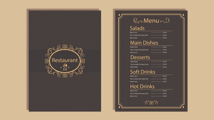 profesyonel cafe, restoran, yemek menüsü tasarlıyorum