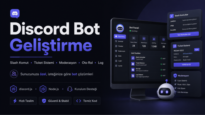 Discord sunucunuza özel isteğinize göre bot geliştiririm