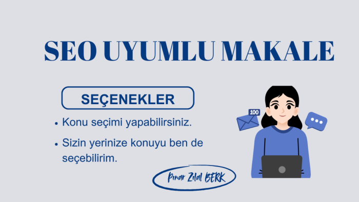 profesyonel SEO uyumlu makale yazarlığı hizmeti sunuyorum