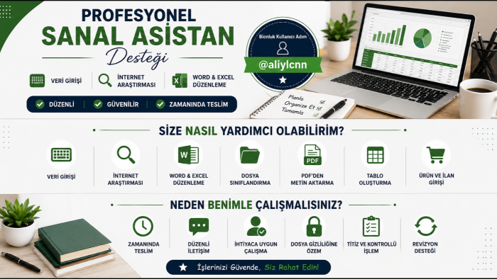 sanal asistanlık hizmeti veririm