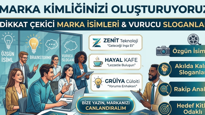 işletmeniz için en uyumlu marka ismini ve sloganı üretirim