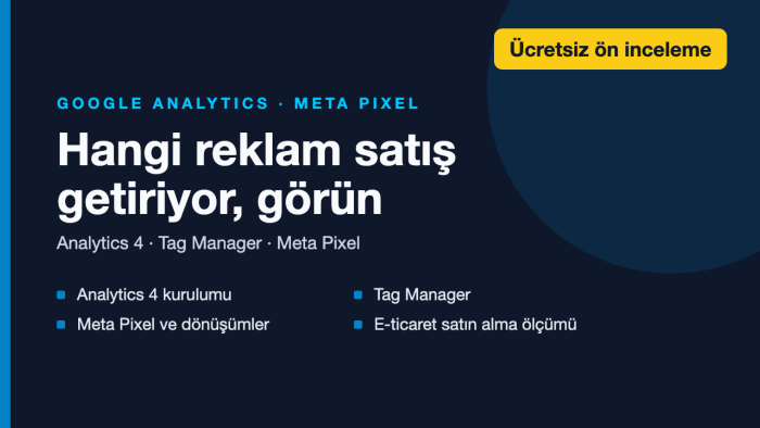 Google Analytics, Tag Manager ve Meta Pixel kurarım